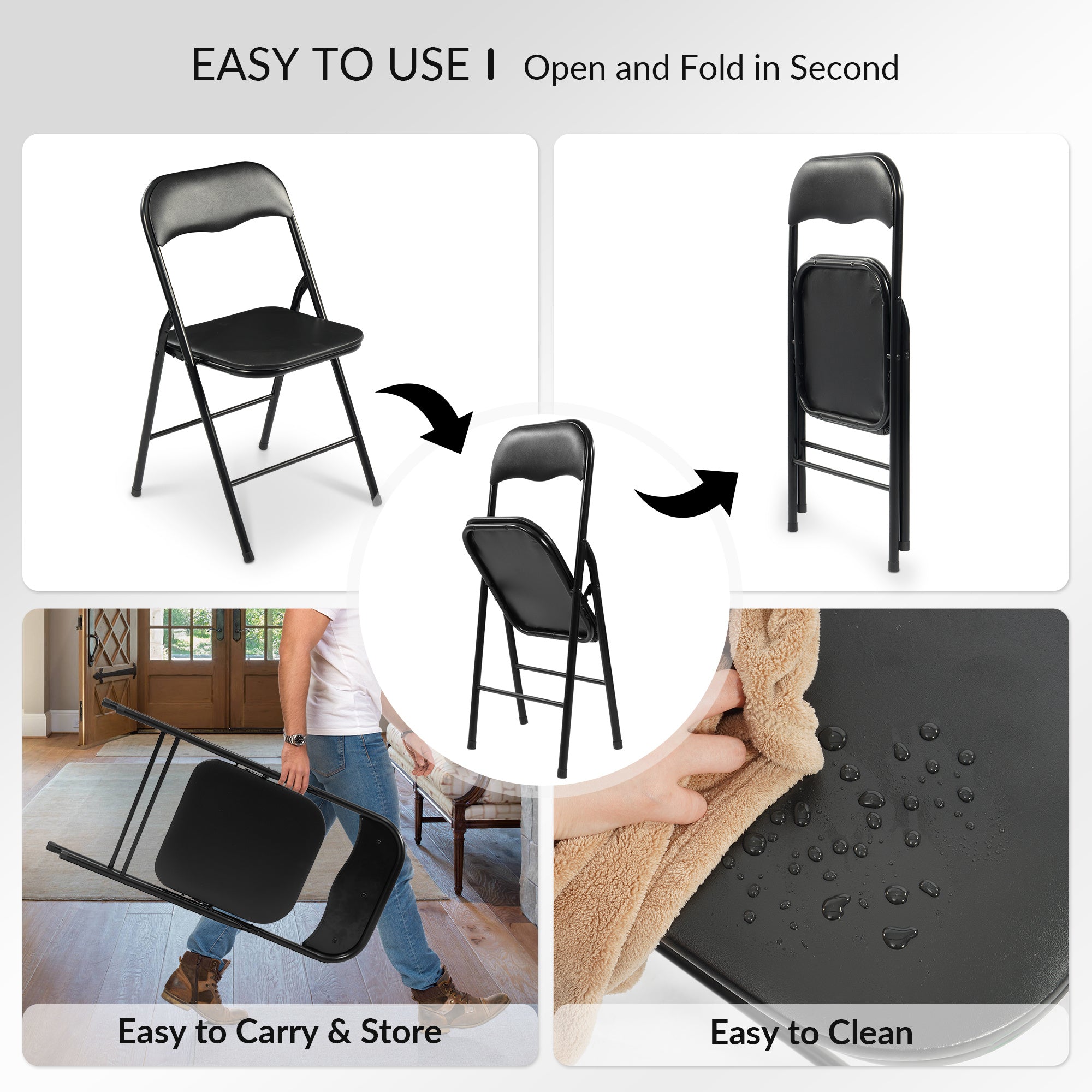 yuting Pack of 2 Kids Folding Chairs — Foam Padded Steel Frame (Green & Red)