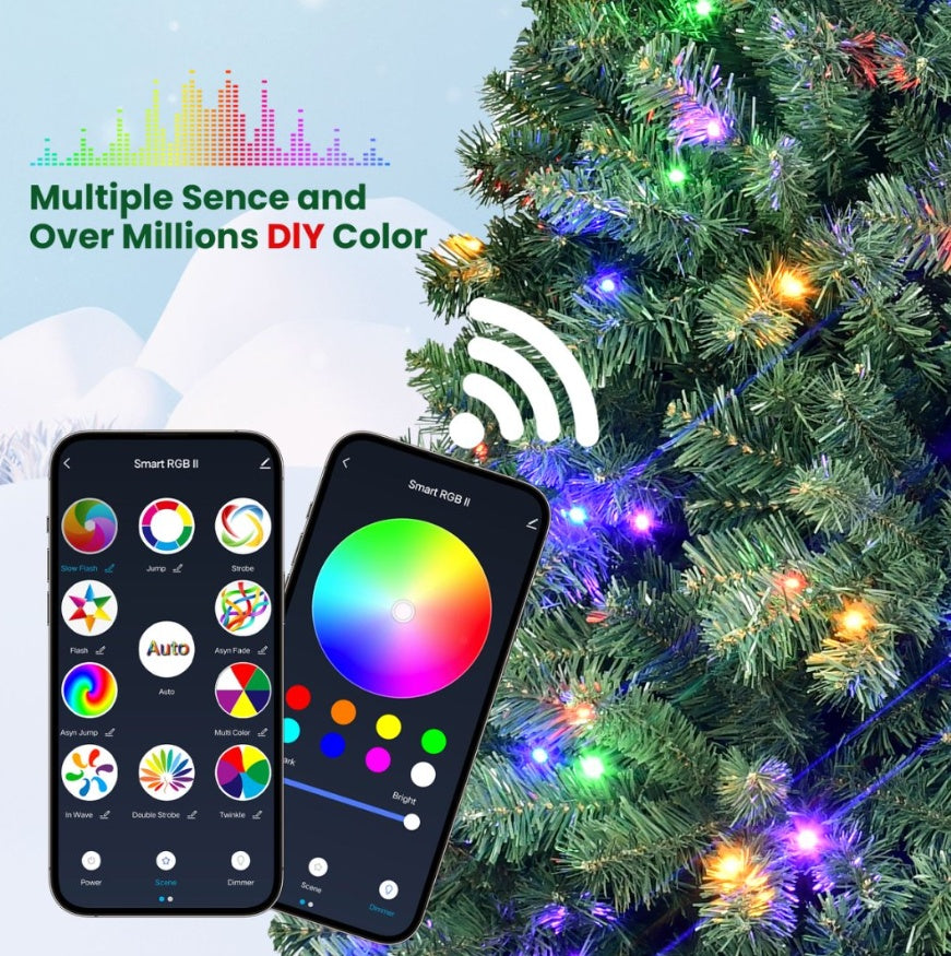 fulian 6ft PVC Hybrid Automatic Tree (Pre-Lit Smart RGB, Quick Set)