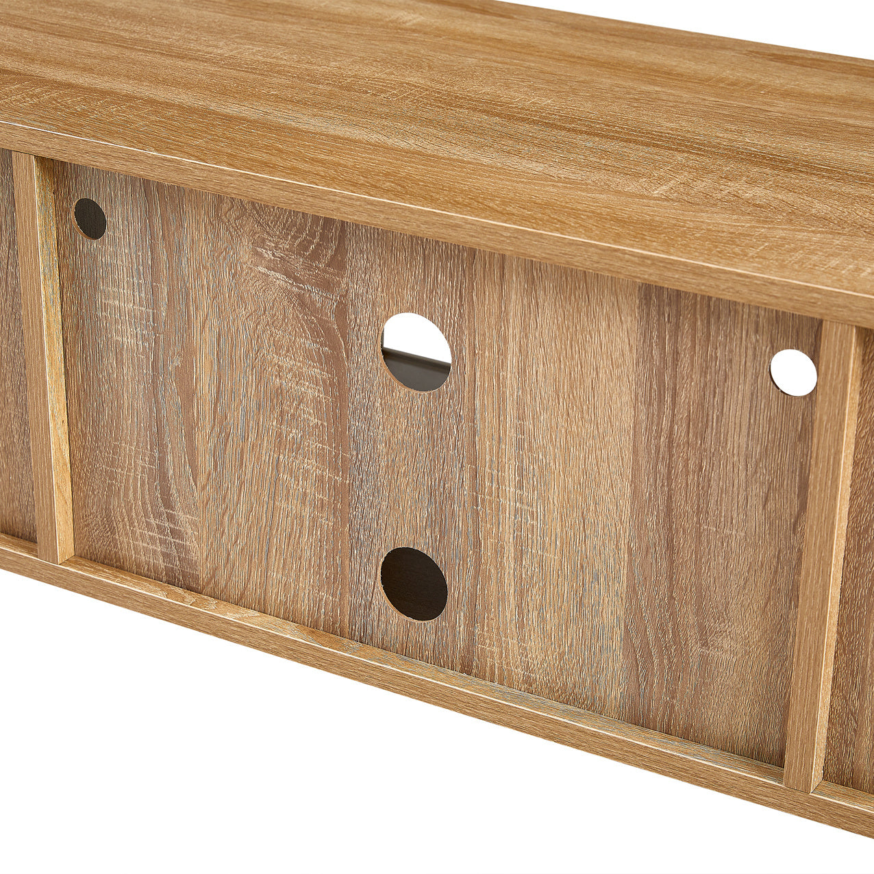 Rattan TV Cabinet Double Sliding Doors TV Console TV Stand For Living Room