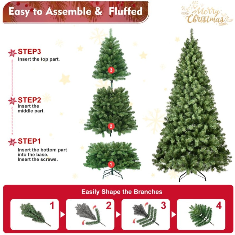 Prelit PVC Memory Wire Christmas Tree — 5 / 6 / 7 / 8 / 9 ft