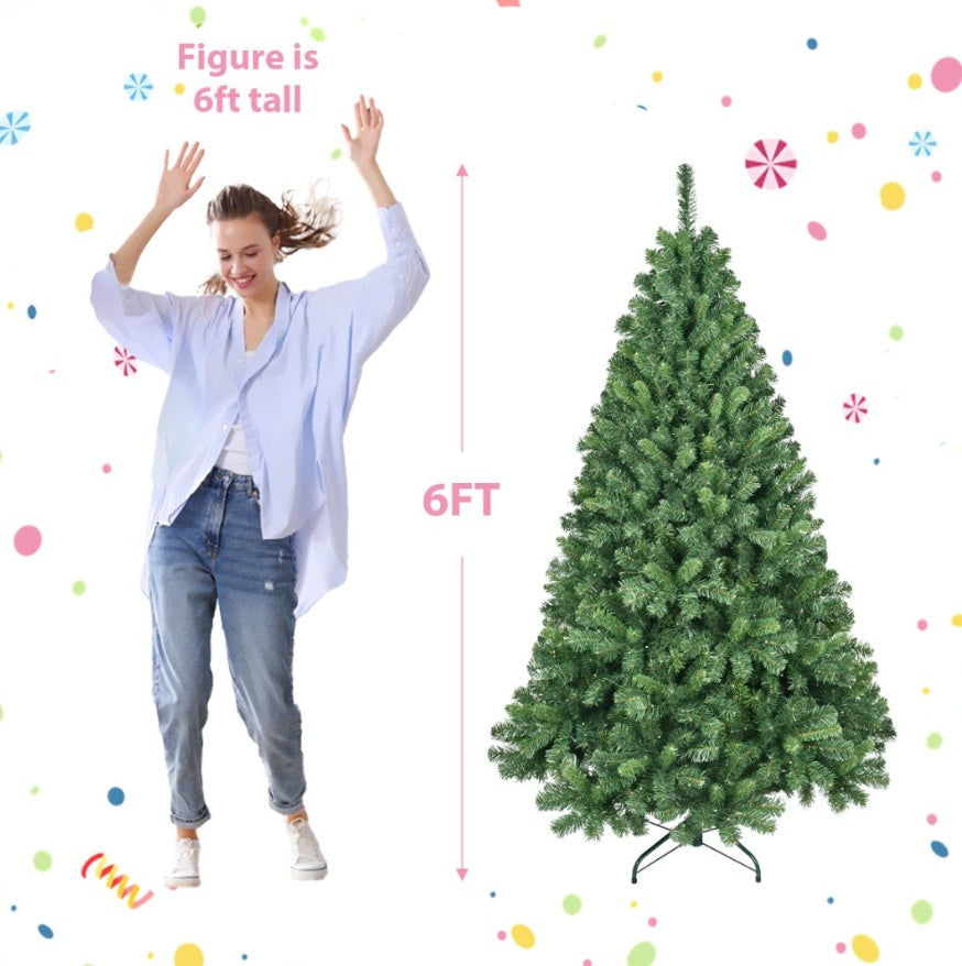 fulian 6ft PVC Hybrid Automatic Tree (Pre-Lit Smart RGB, Quick Set)