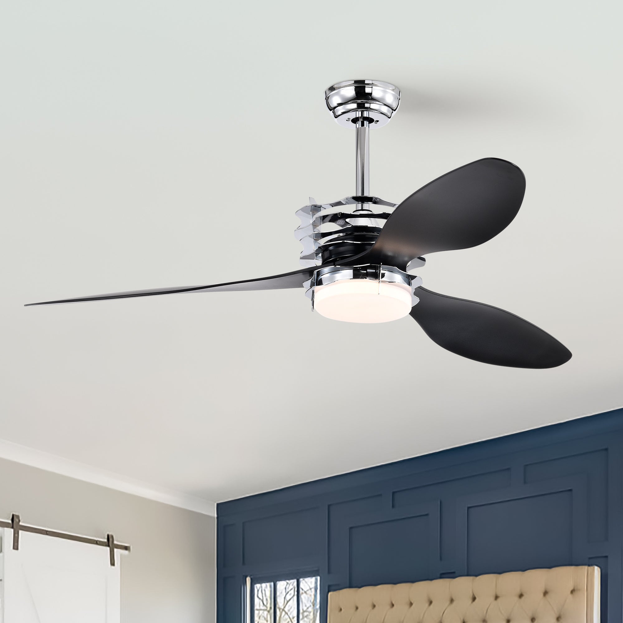 ABS Blades Ceiling Fan With Lights And Remote 6 Speeds Adjustable, DC Motor Modern 52" Ceiling Fan with 3 ABS Blades & 2 Down Rods
