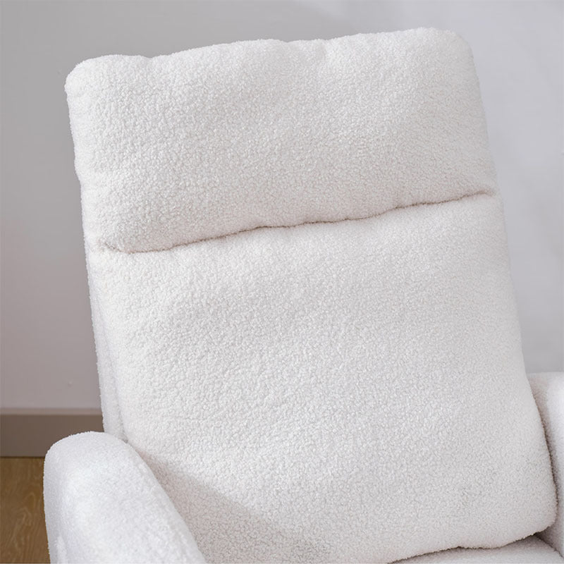 Modern Accent Rocking Chair Rocking Chair With Solid Wood Legs, Upholstered Nursery Glider Rocker, Comfy Armchair With Side Pocket, Living Room Lounge Arm Chair With High Backrest