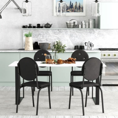4-piece Bar Stools, Faux Leather Dining Chairs With Waterproof Surface And Metal Legs, Easy To Assemble, Suitable For Kitchen, Dining Room And Living Room