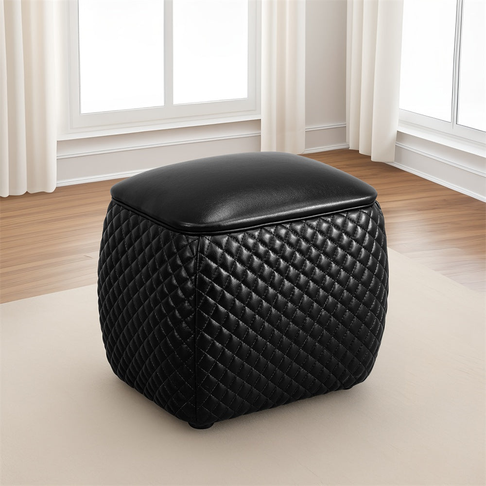 Scratch-Resistant Diamond Tufted Ottoman, 19.5x15.5x18 Inch Pet-Friendly Accent Stool