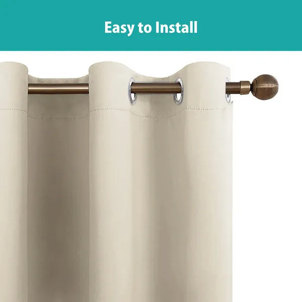 Polyester Grommets Thermal Insulated Blackout Curtains 52 x 84 in (Set of 2)