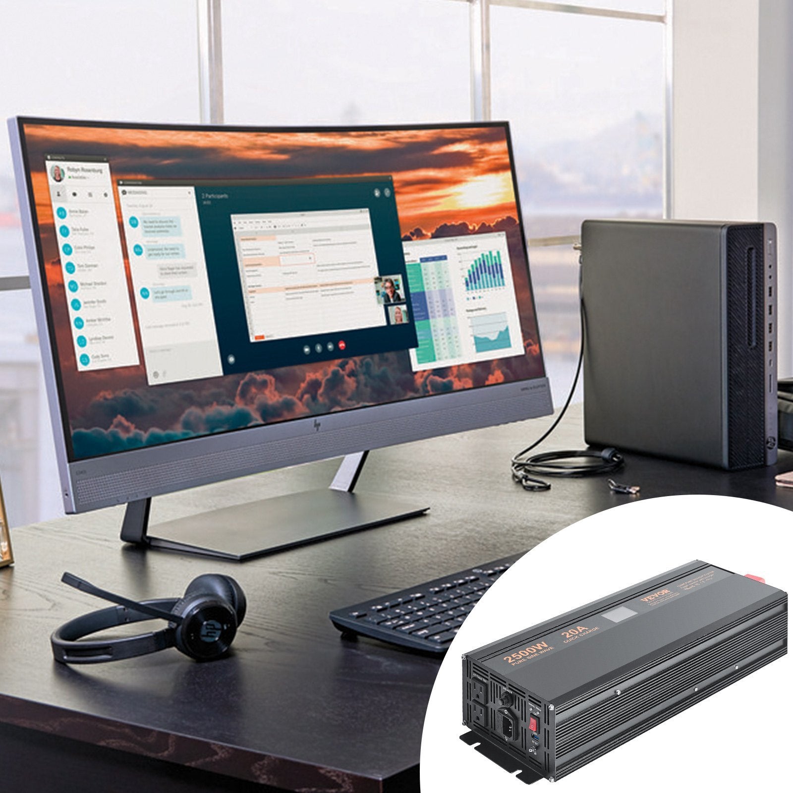 VEVOR 2500W Sump Pump Battery Backup System with LCD & Pure Sine Wave