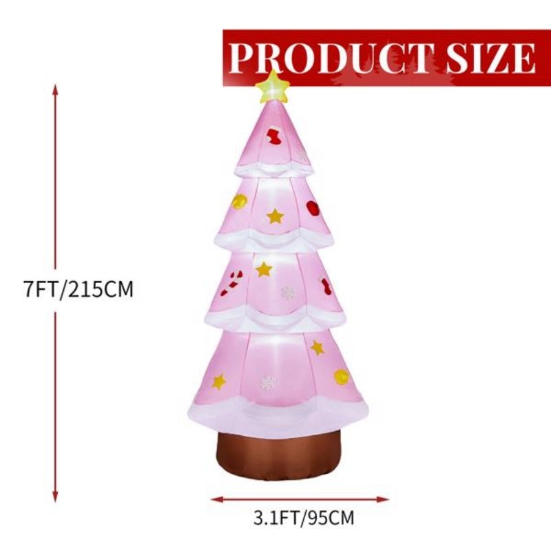 7.2FT Lighted Pink Inflatable Christmas Tree