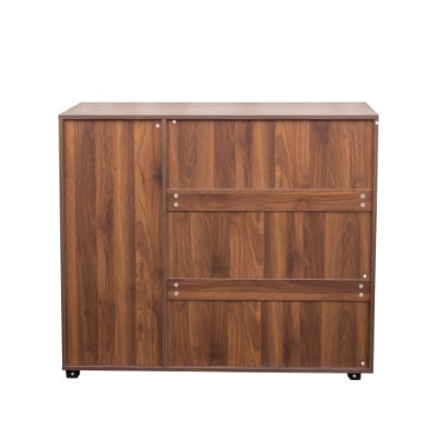 Shoe Cabinet, 5-Tier Wooden Shoe Storage Cabinet with Adjustable Shelves - Walnut