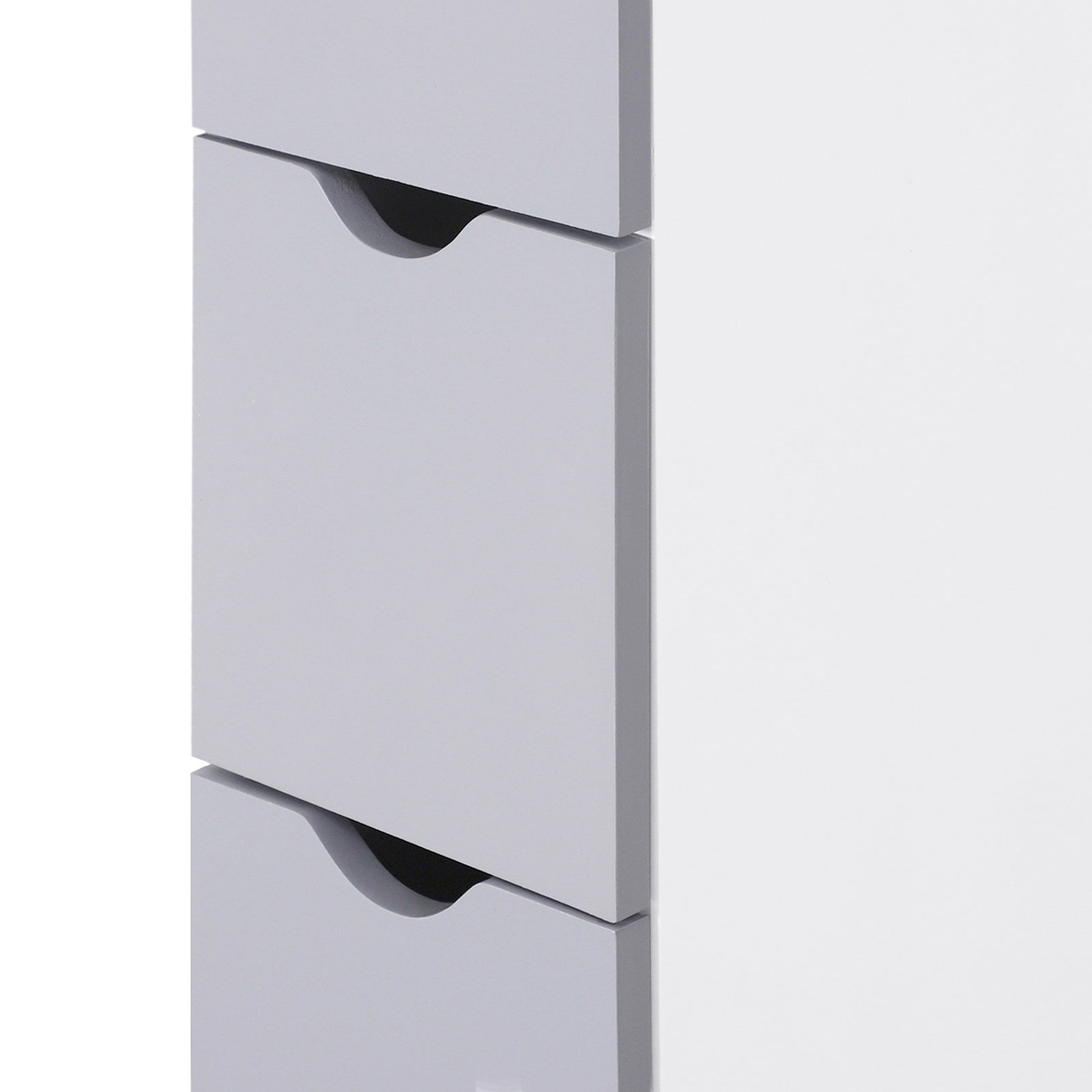 Coocosh Storage Drawer Unit featuring sleek, modern design in light gray with smooth finishes, ideal for organizing small items. Close-up view showcasing the unique handle cutouts and clean lines for contemporary spaces.
