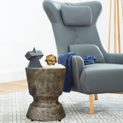 yoonyo 14.6 x 17 in Wood Grain Decorative Side Table