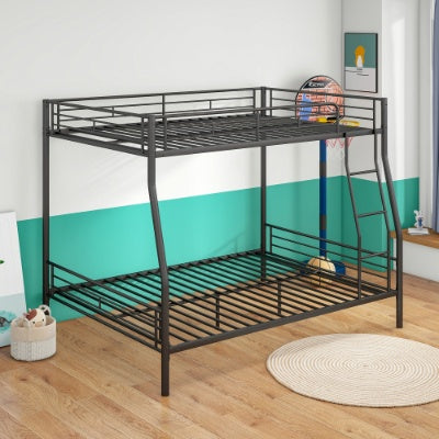 Heavy Duty Metal Bunk Bed Full Over Queen Bunk Bed For Adults, Noise Free Frames, No Boxing Spring Needed