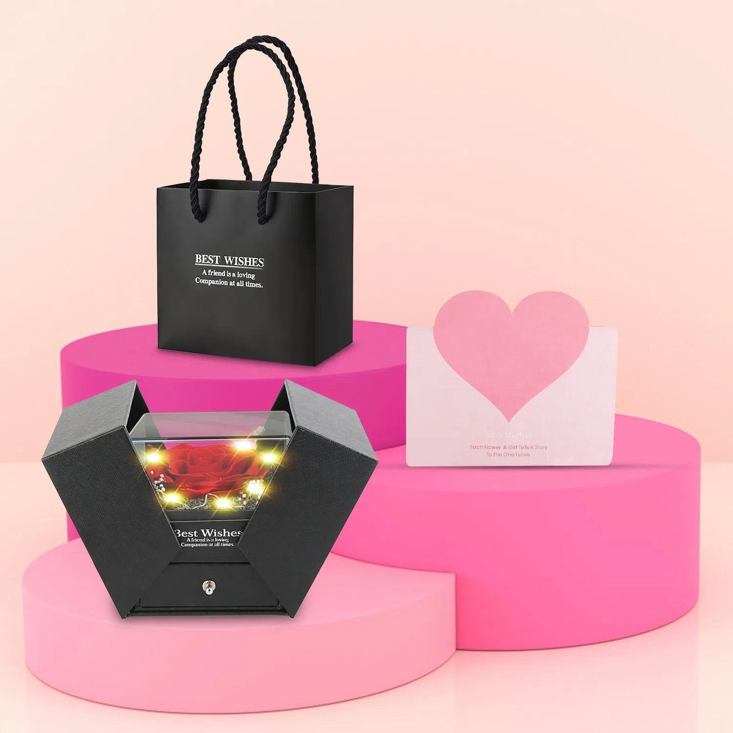 Preserved Red Real Rose with Heart Necklace — Eternal Gift Box