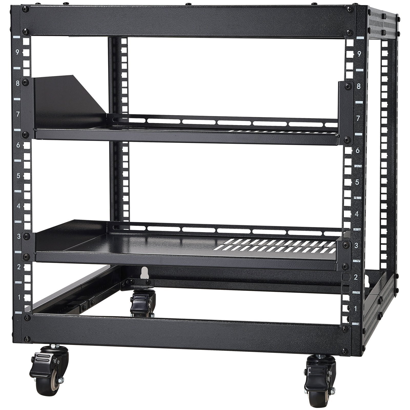 VEVOR 9U 4-Post Open Frame Server Rack Network Enclosure - Adjustable Depth