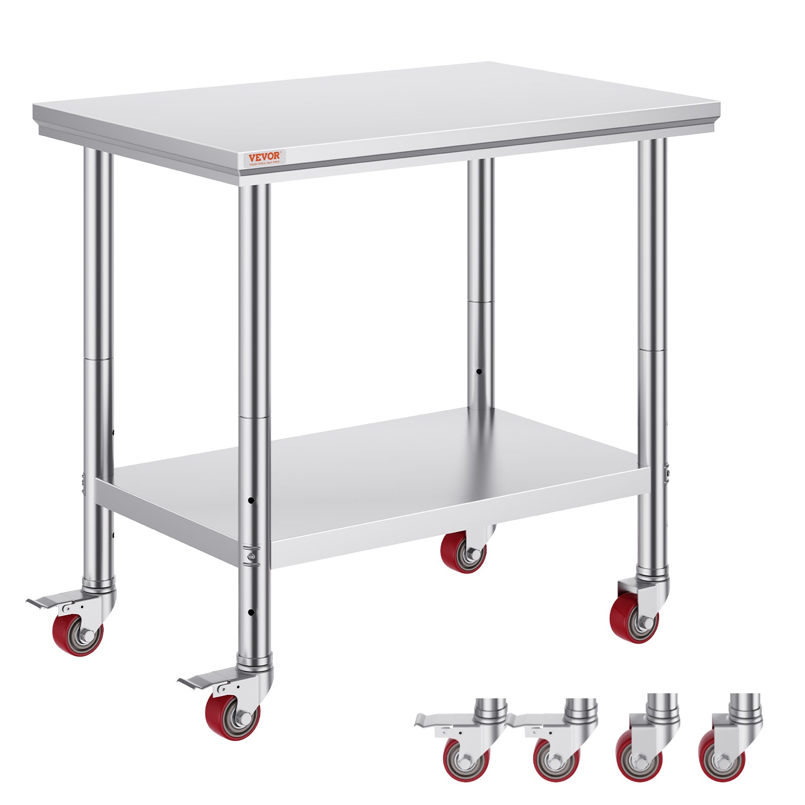 VEVOR 36 x 24 in Stainless Steel Commercial Work Table w/ Casters