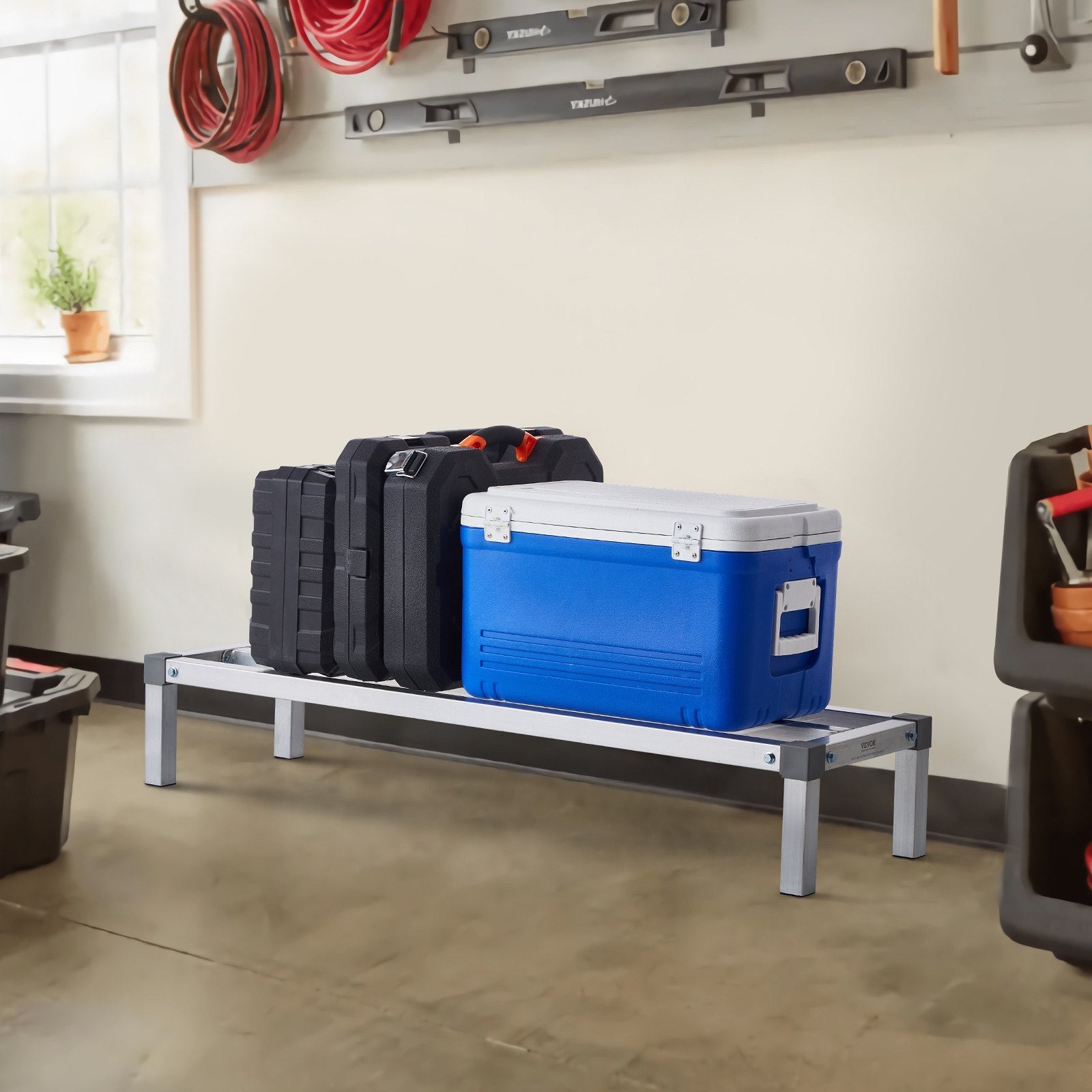 Newly Upgrade VEVOR Aluminum Dunnage Rack Stationary Dunnage Rack Storage Rack