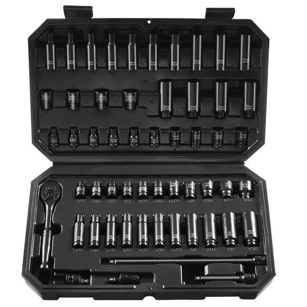 VEVOR Impact Sockets Set 55pcs 6-Point Drive Bit Ratchet Tool Kit Case