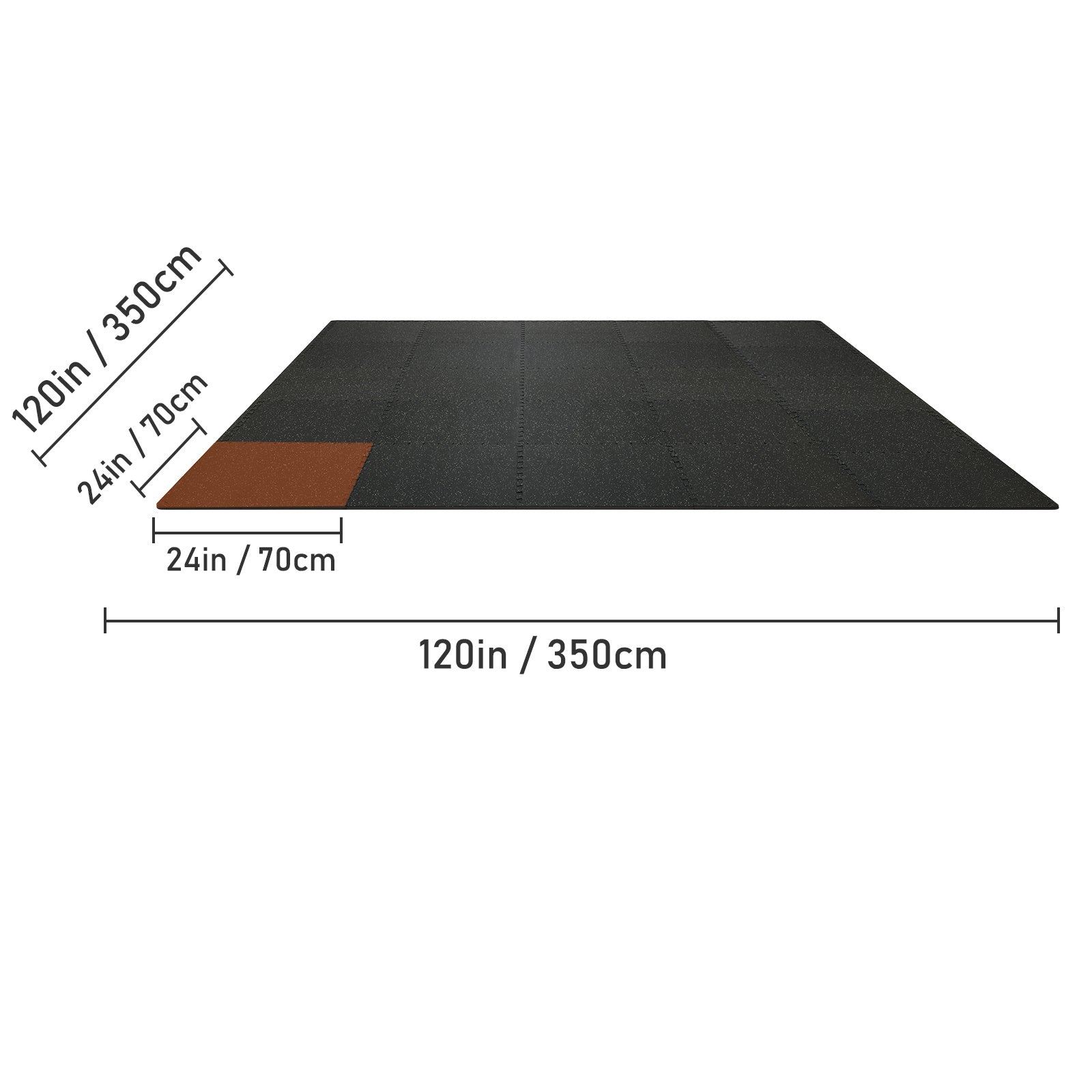 VEVOR 25 PCS Thick Gym Floor Mats – 24" x 24", 14mm EVA Foam & Rubber Top, 100 sq.ft Coverage