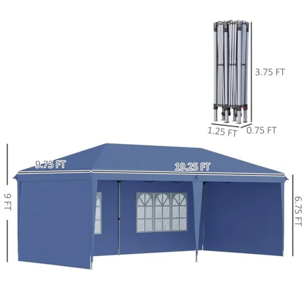 10' x 20' Pop-Up Canopy Party Tent with 4 Sidewalls - Blue