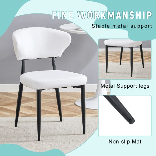 CYDD Minimalist Ergonomic Dining Chair — Curved Backrest, PU Leather (4-Pack)