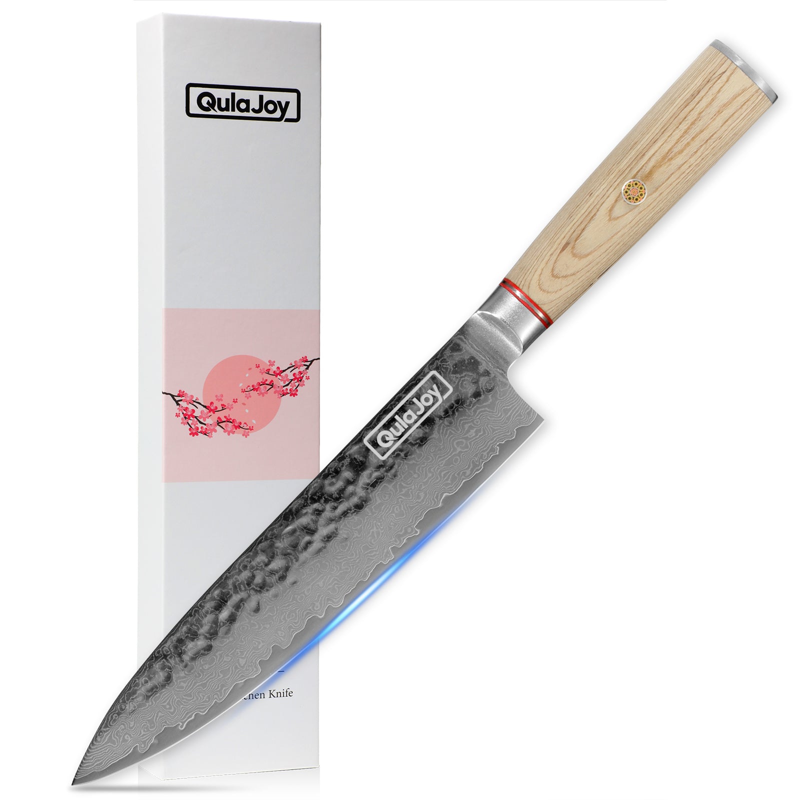 Qulajoy Nakiri Knife 6.9 Inch, 67-Layers Damascus VG10 — Ergonomic Wood Handle