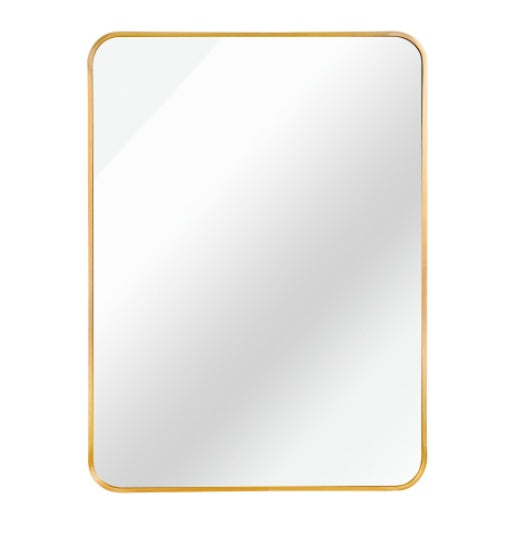 24x32 Inch Gold Metal Framed Rectangular Bathroom Mirror for Wall