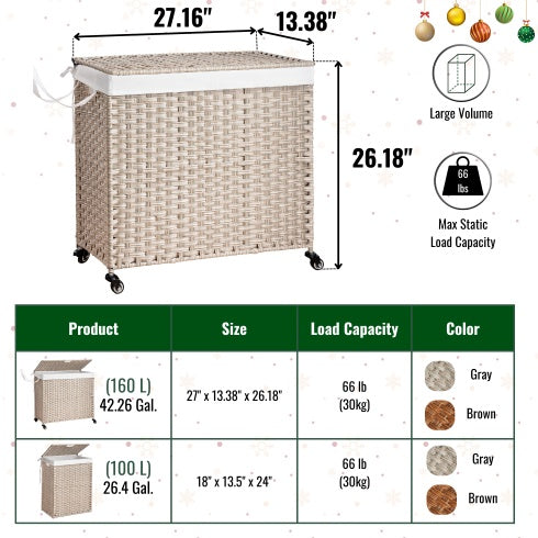 Laundry Hamper With Lid 160l Gray Dbjjj - View 8