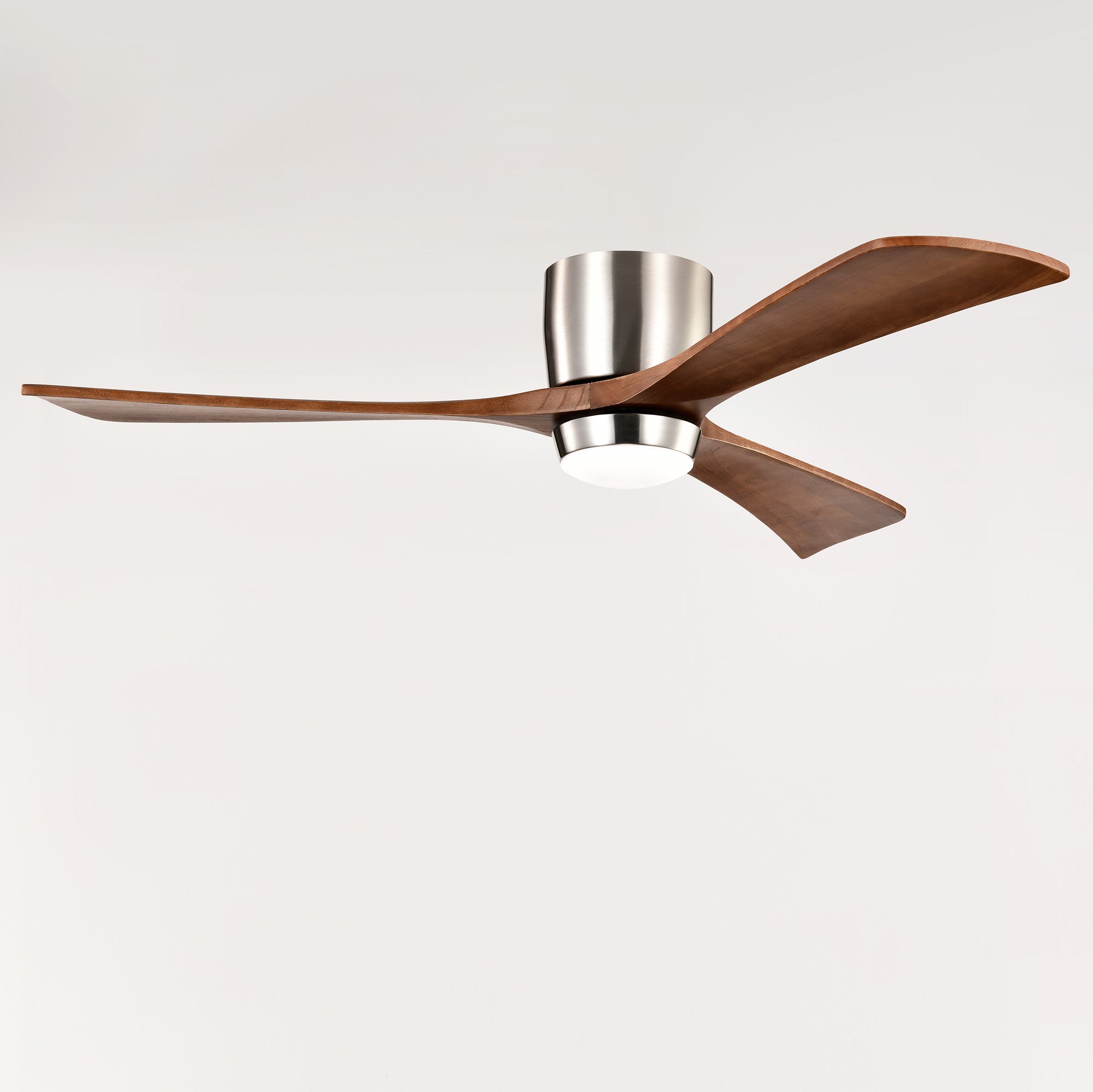 52" Ceiling Fan with Lights - DC Motor, Remote, Reversible (Stain Nickel + Walnut)