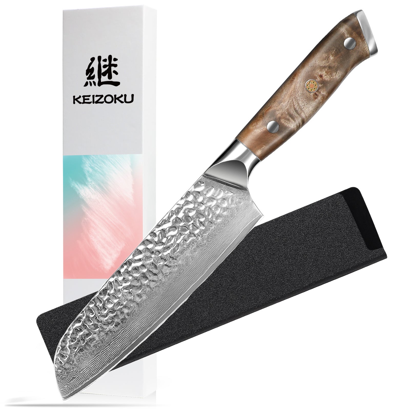 Damascus Chef Knife — 10Cr15MOV Japanese Chef Knife with Full Tang G10 Handle (Sheath & Gift Box)