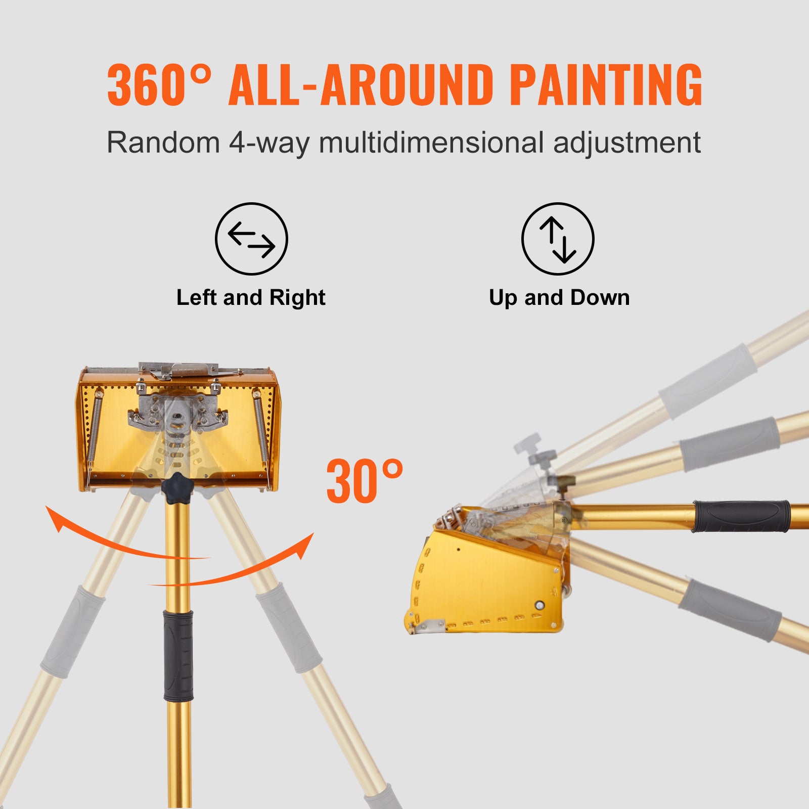 VEVOR Drywall Flat Box Handle — Anodized Aluminum, 40–64 in, 5-Section Adjustable