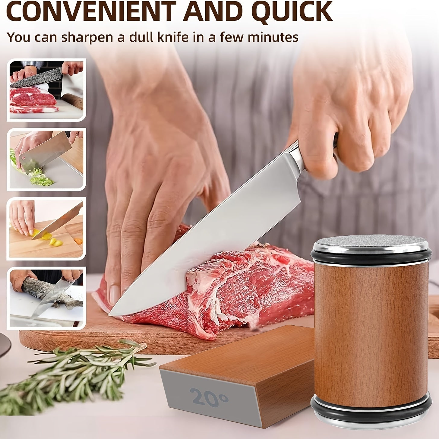 Roller Knife Sharpening Kit with Diamond & Ceramic — Dual-Grind Tumbler Sharpener