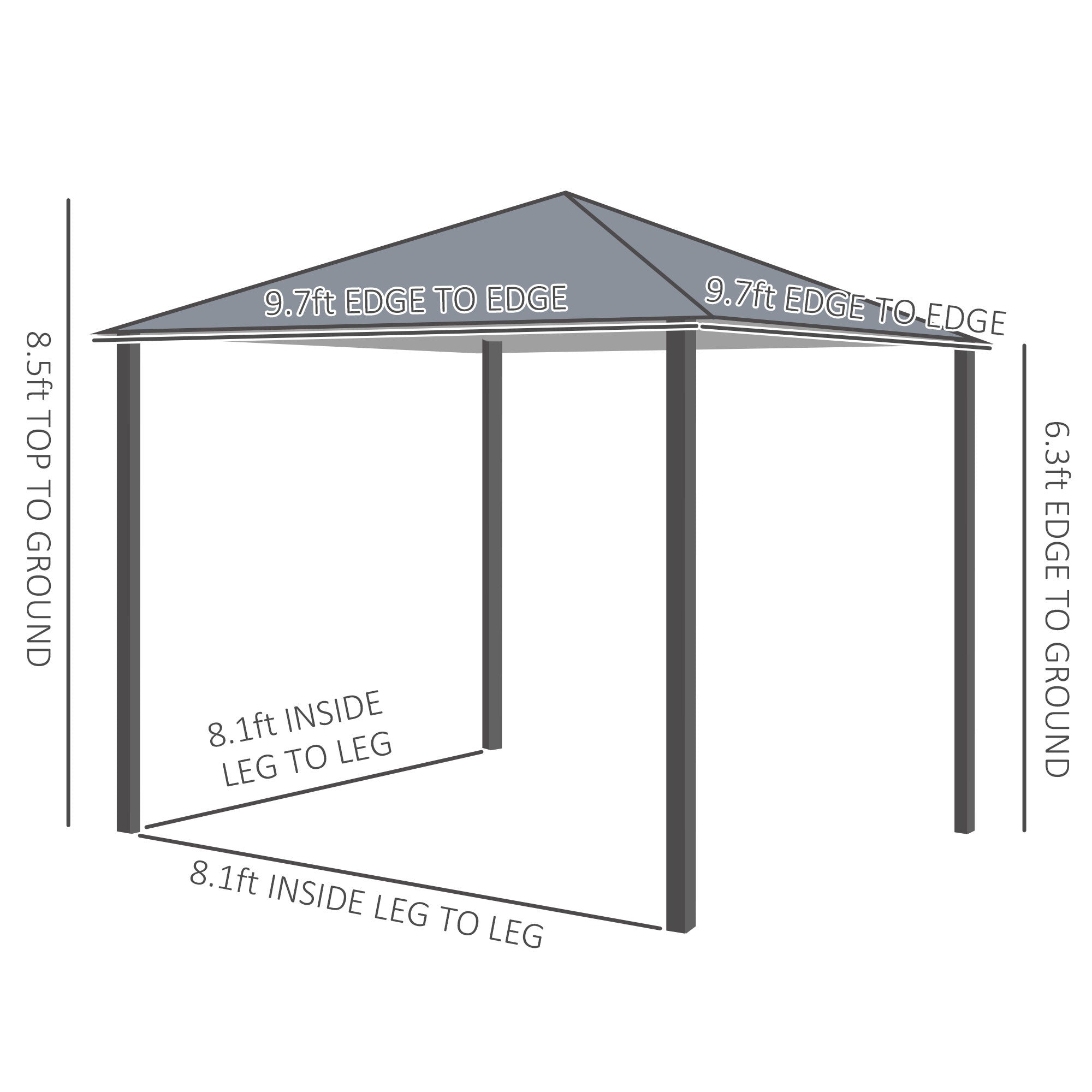 10'x10' Covered Gazebo, Outdoor Patio Gazebo With Mesh Sidewalls And Privacy Curtains — Black