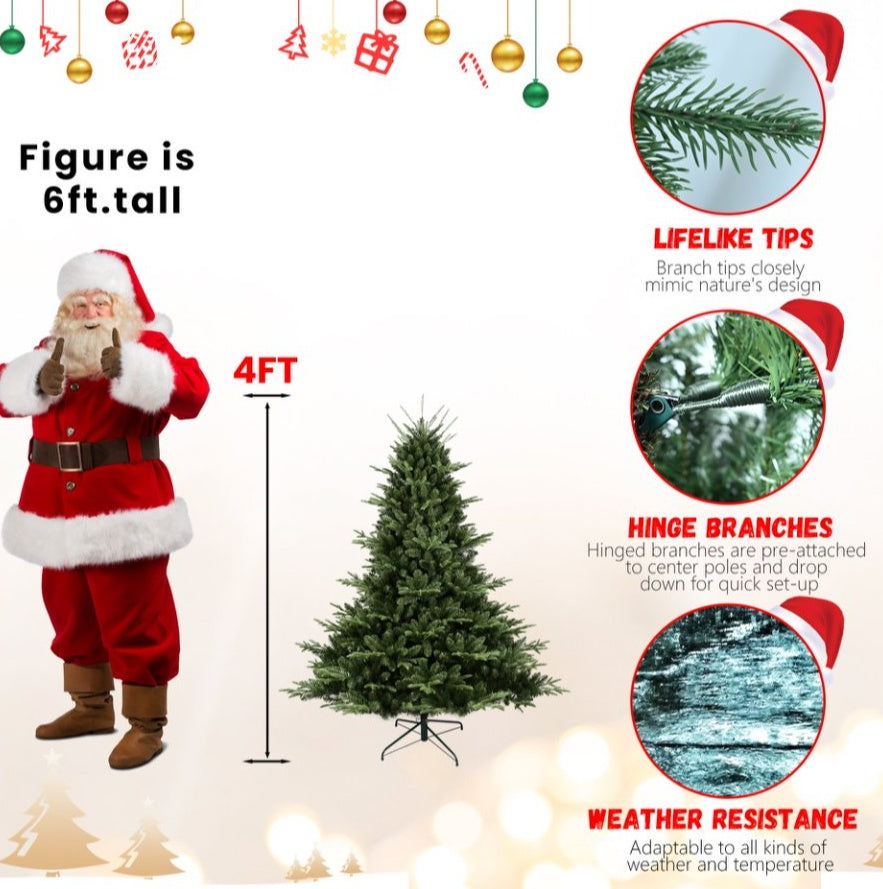 5ft PE/PVC Mixed Christmas Tree with Hinged Branches