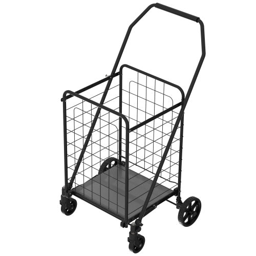 CYDD Foldable Shopping Cart with Double Basket, 360° Wheels