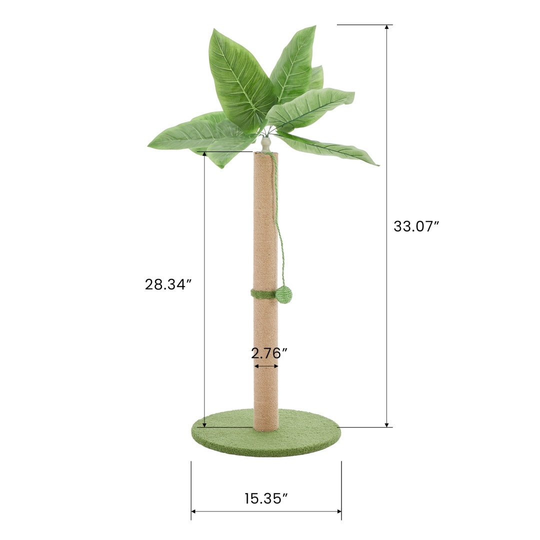 Cat Scratching Post, 33in Tall Scratcher with Dangling Ball for Indoor Cats