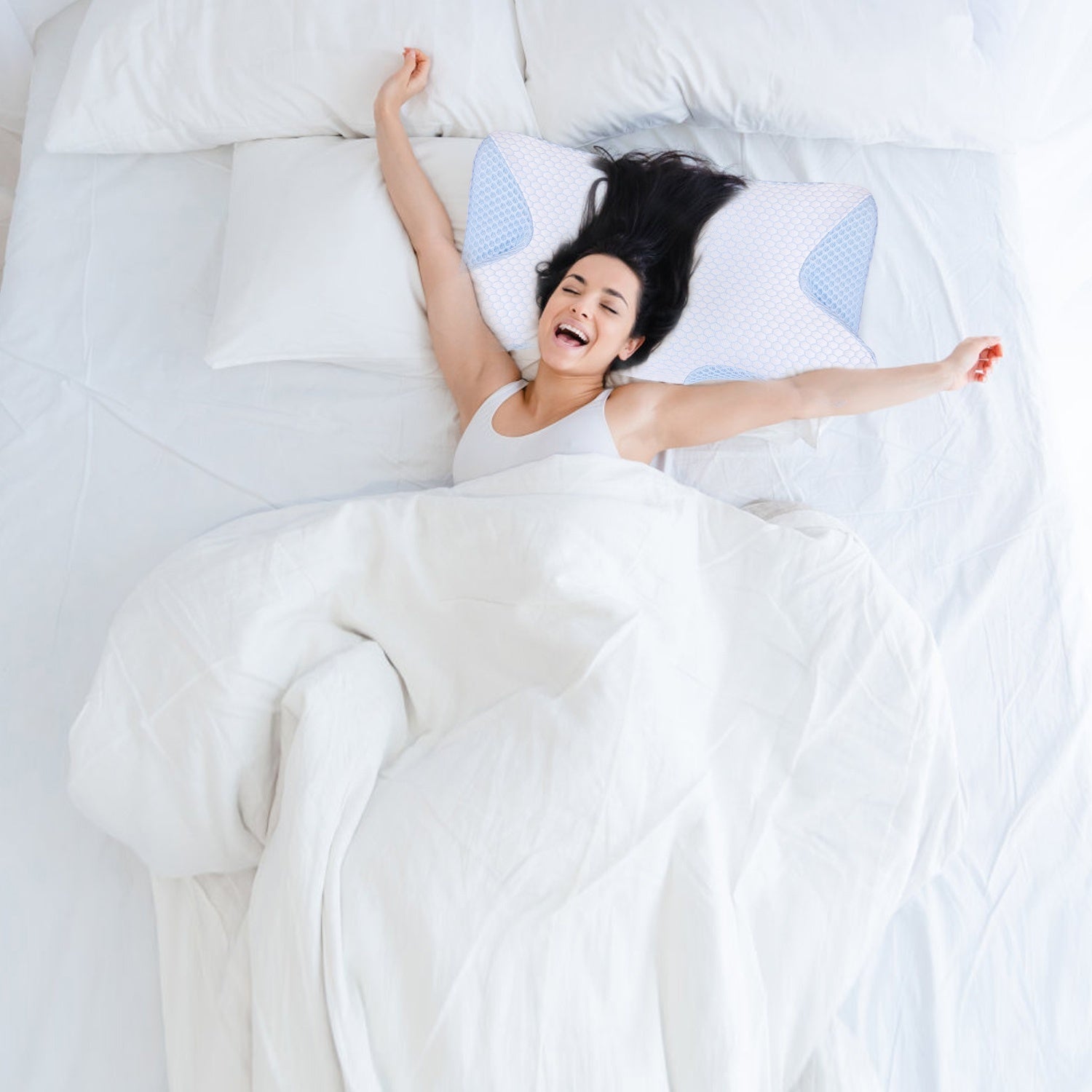 2Pcs Memory Foam Pillow Neck Support Pillow For Pain Relief Sleeping Ergonomic Contour Orthopedic Support Side Back Stomach Sleeper