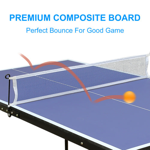 4.5ft Table Tennis Table Foldable & Portable Ping Pong Table Set With Net And 2 Ping Pong Paddles For Indoor Outdoor Game