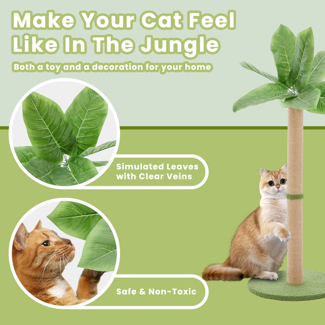 Cat Scratching Post, 33in Tall Scratcher with Dangling Ball for Indoor Cats
