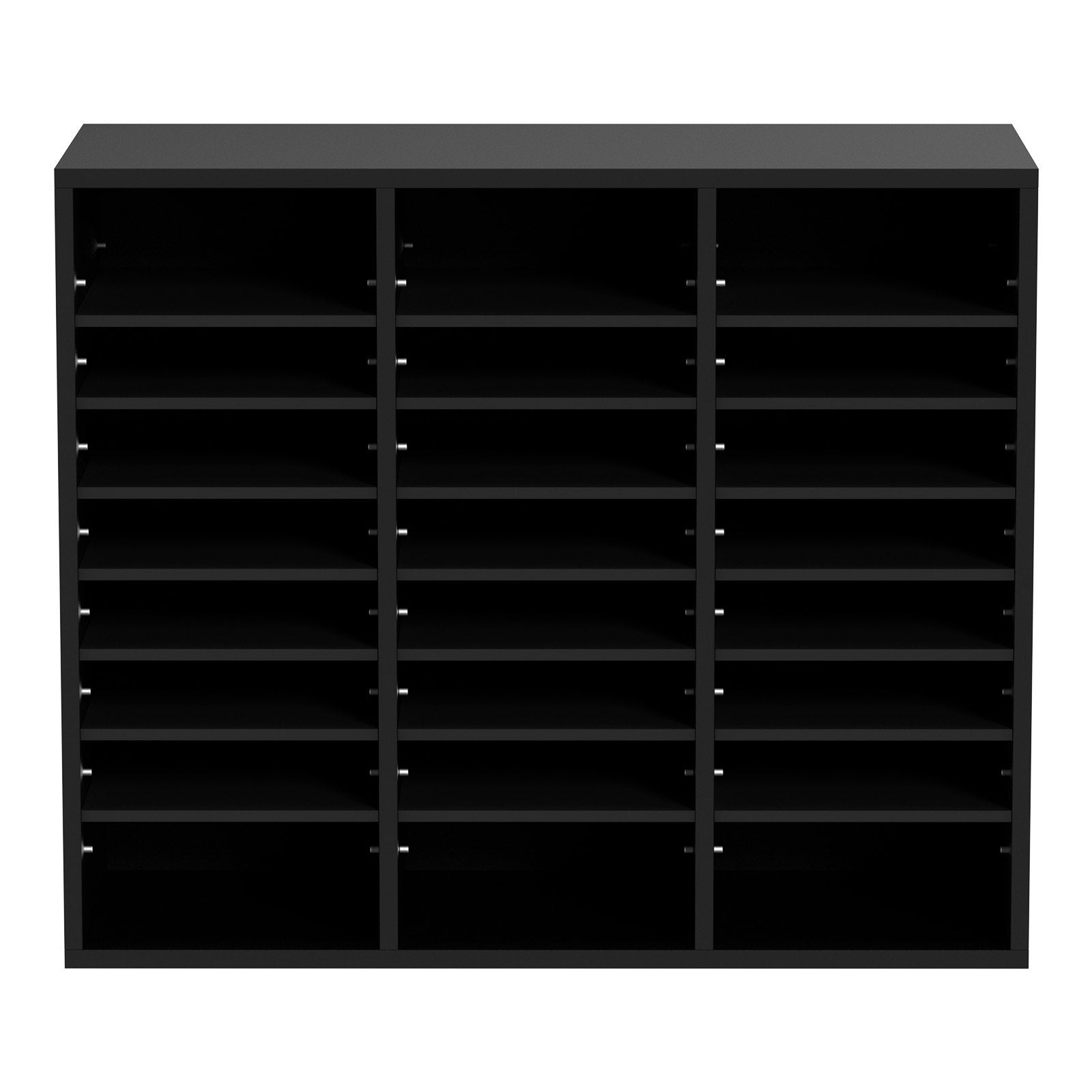 VEVOR Wood Literature Organizer, 24 Compartments, File Sorter With Removable Shelves, Mailbox Slots – Black