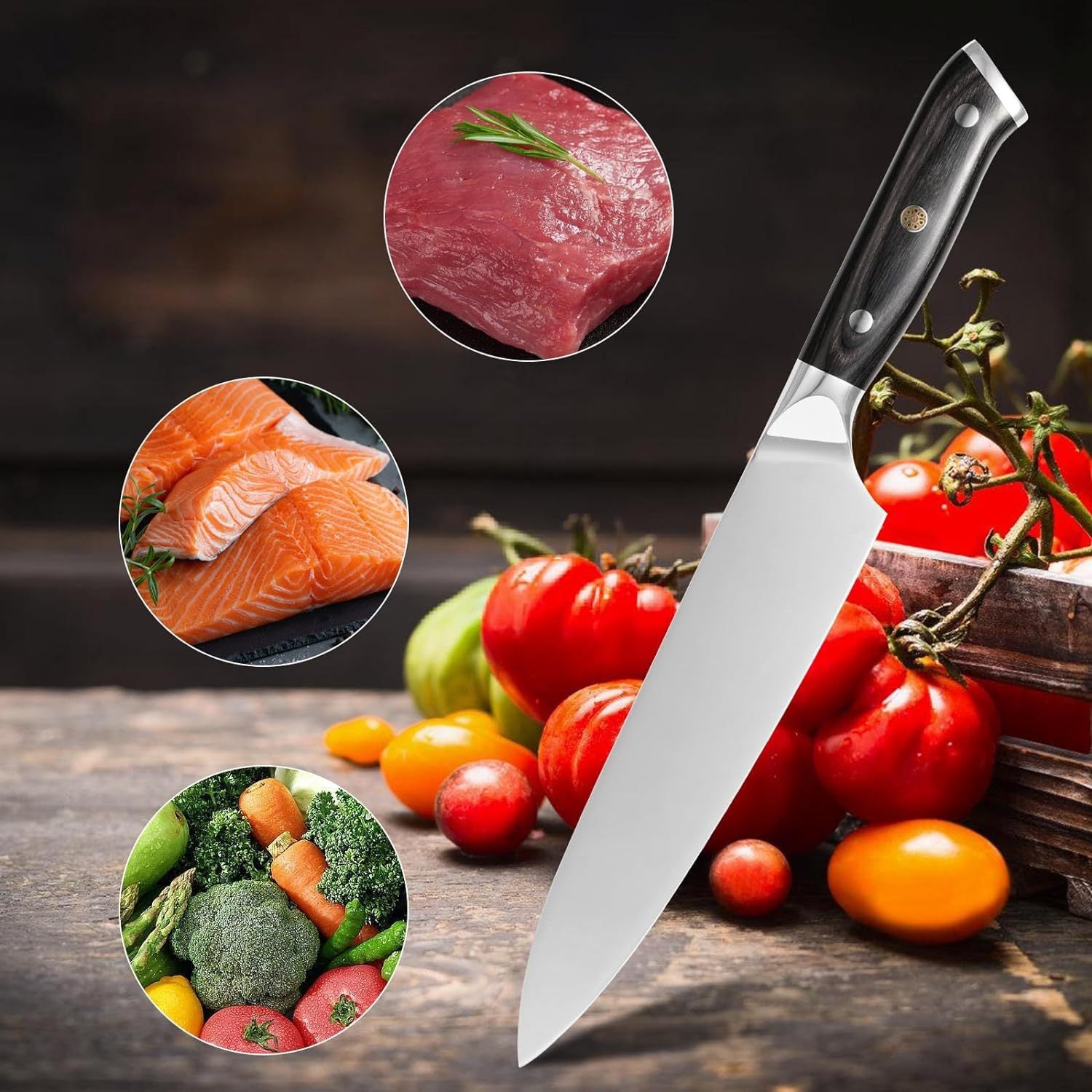 Professional 8" Chef Knife & 7" Santoku — High Carbon Steel