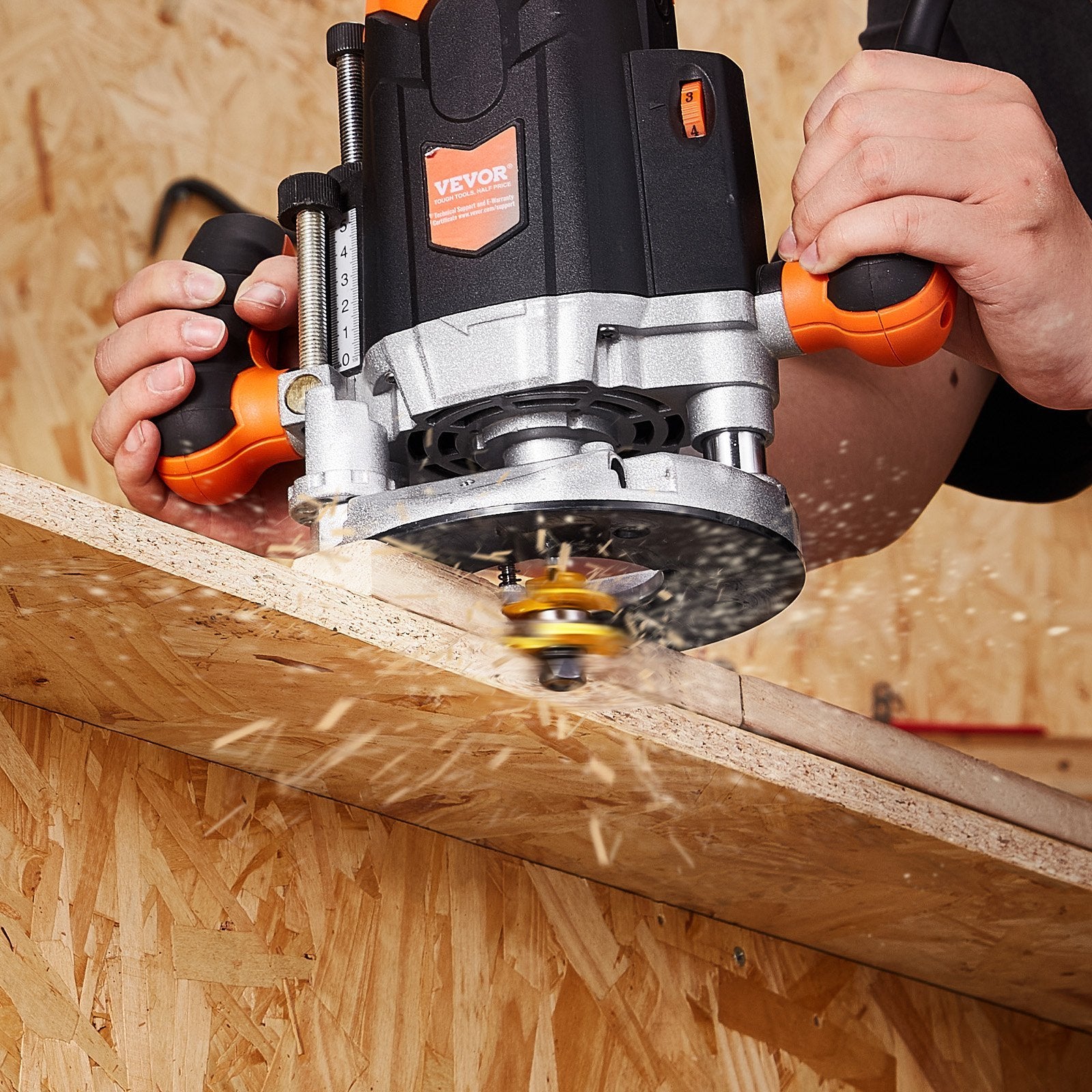 VEVOR 3-Piece Carbide Router Bit Set with 1/4" Shank & Carrying Case