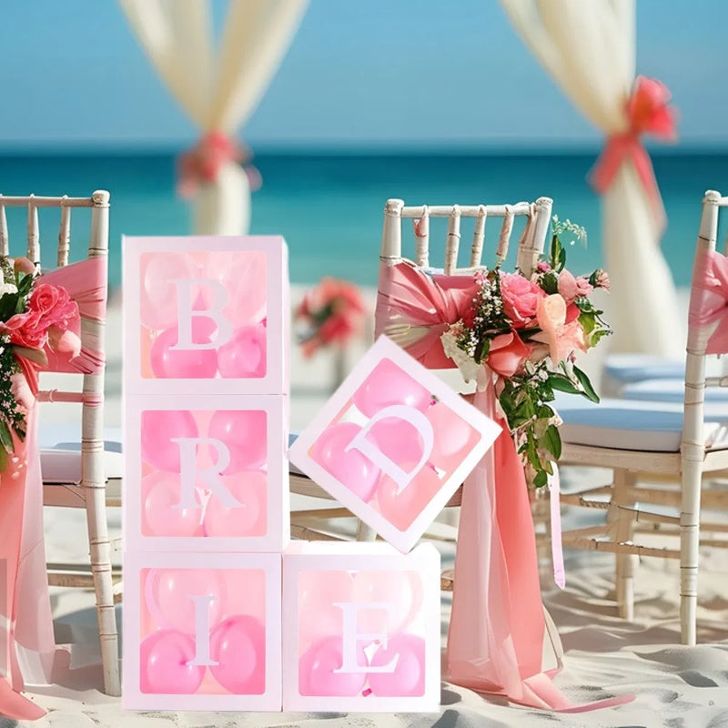 Bride Wedding Balloon Boxes 5pcs White Clear - View 9