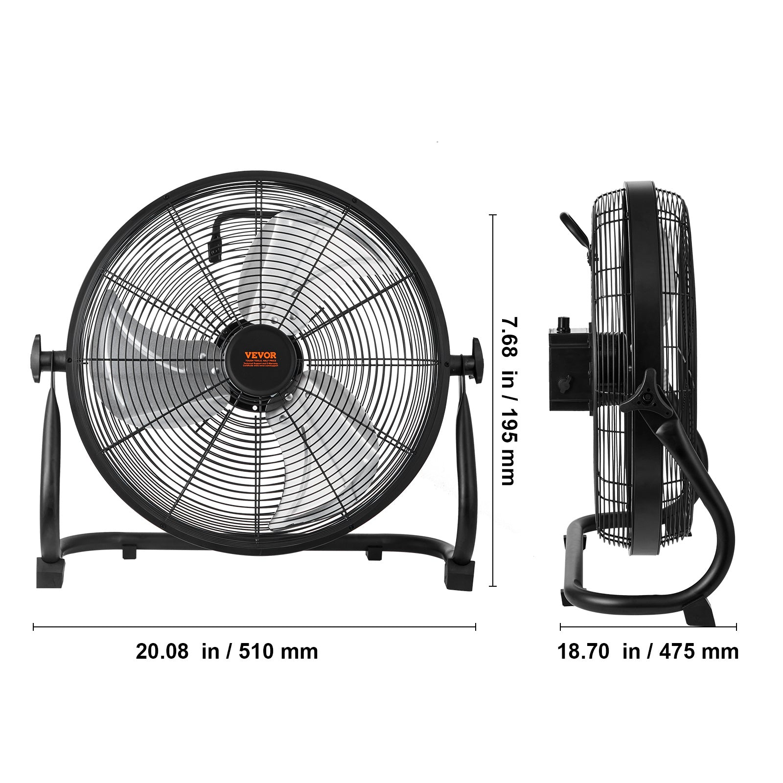 VEVOR Cordless Fan 16 In — Portable Quiet Personal Fan for Home & Office, 360° Pivot, Stepless Speed, 15600mAh