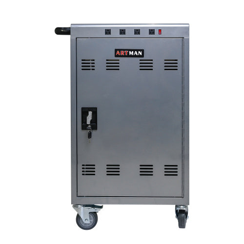 Mobile Charging Cart And Cabinet For Tablets Laptops 35-Device B30PLUS - Silver