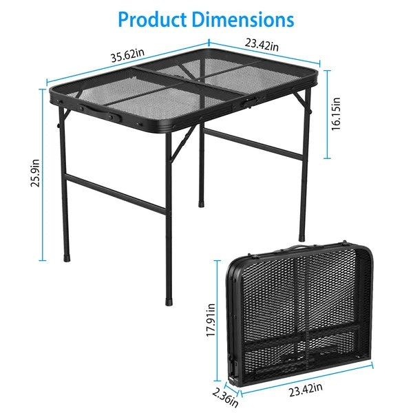 35.62x23.42x25.9in Foldable Camping Table — Collapsible Aluminum Alloy Picnic Table (88lbs)