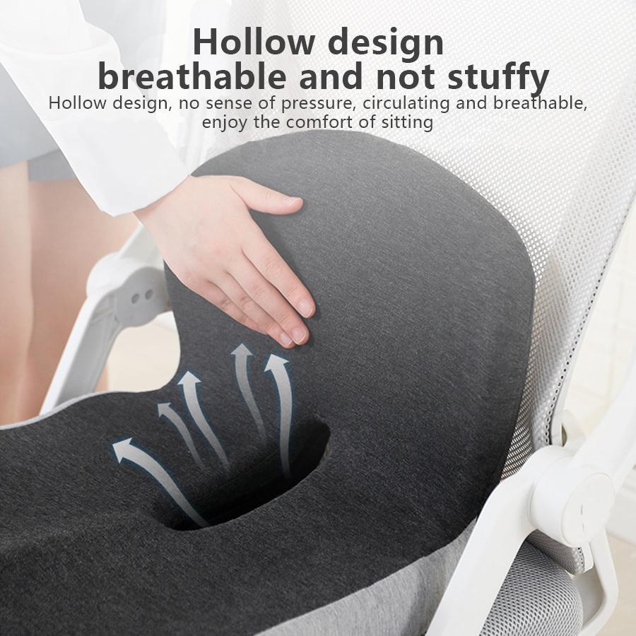 Coocosh Comfort Cushion with Hollow Design for Breathability, Gray, Ergonomically Shaped to Enhance Sitting Comfort, Ideal for Home or Office Use.