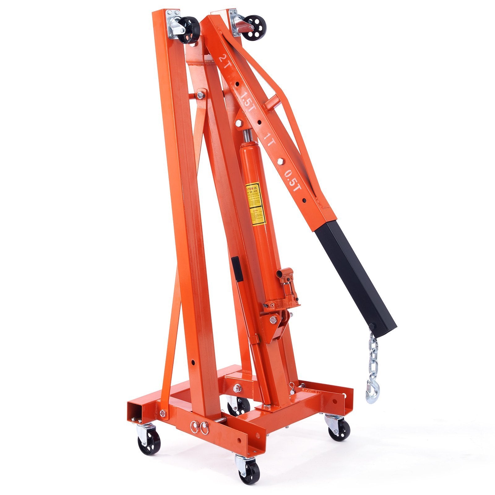 VEVOR Hydraulic Engine Hoist With Lever, 2 Ton (4400 lb) Foldable Cherry Picker Shop Crane
