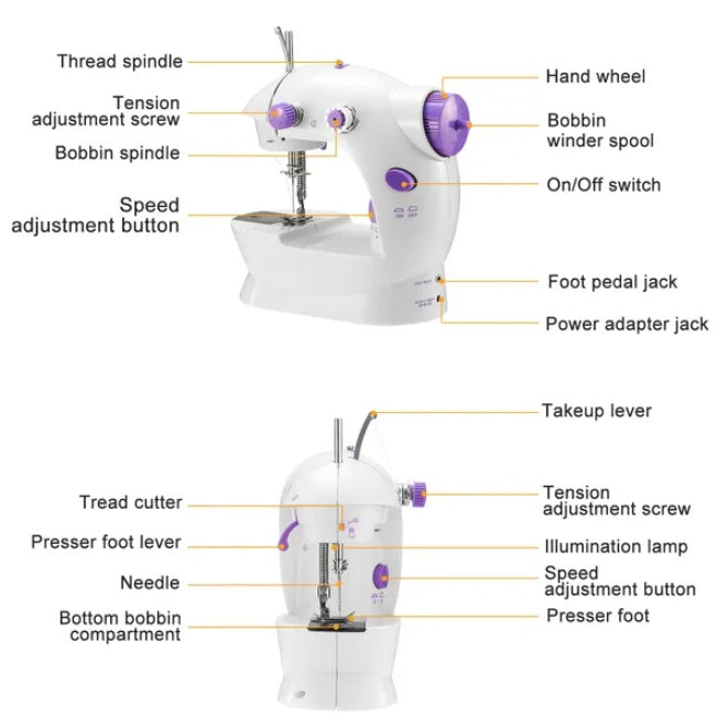 Electric Sewing Machine Portable 2-Speed with Overlock Foot