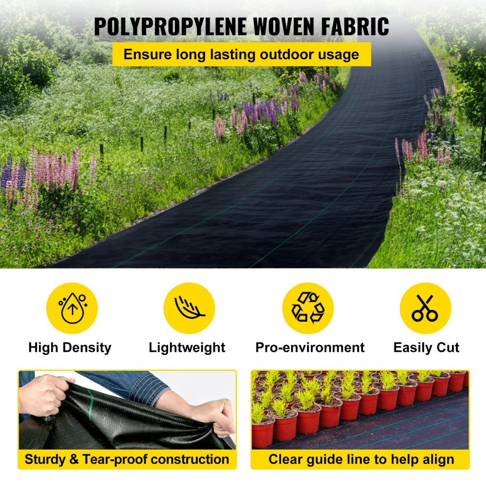 VEVOR 6FTx300FT Premium Weed Barrier Fabric Heavy Duty 3.2OZ