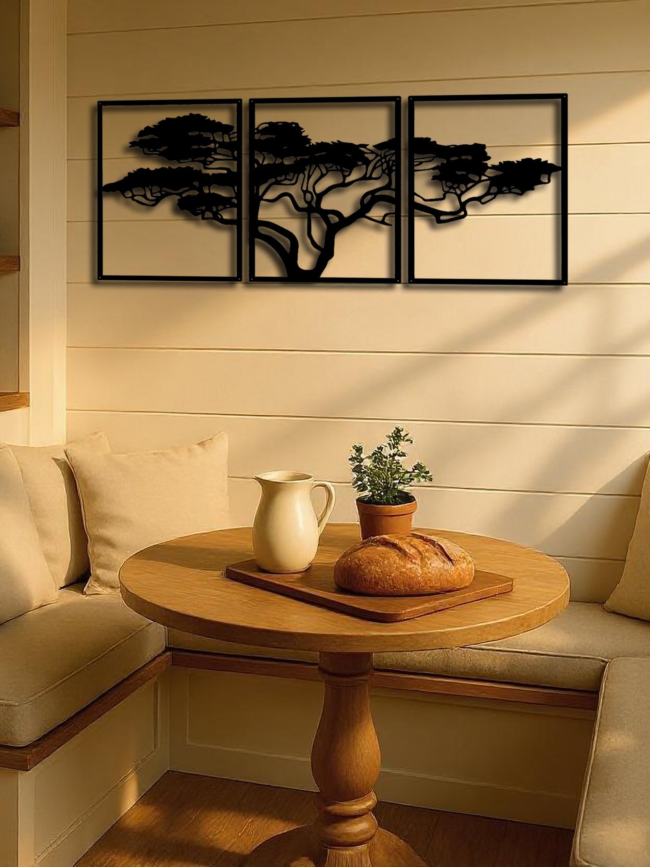 Set Of 3 Black Metal Tree Of Life Wall Arts, Stunning Boho Spiritual Decor